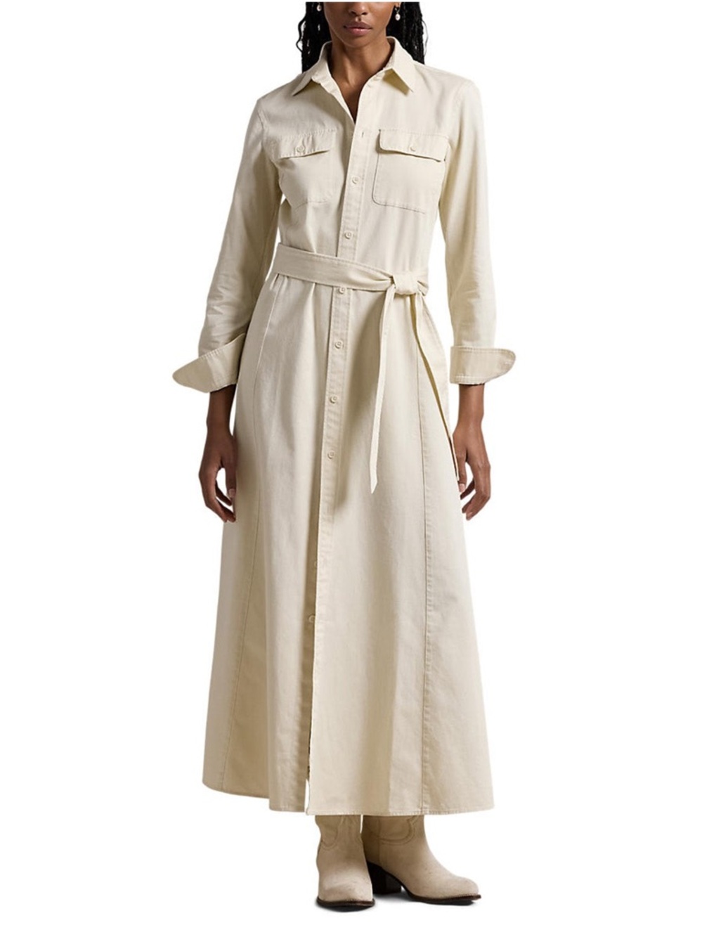 Polo Ralph Lauren Cream Maxi Shirt Dress